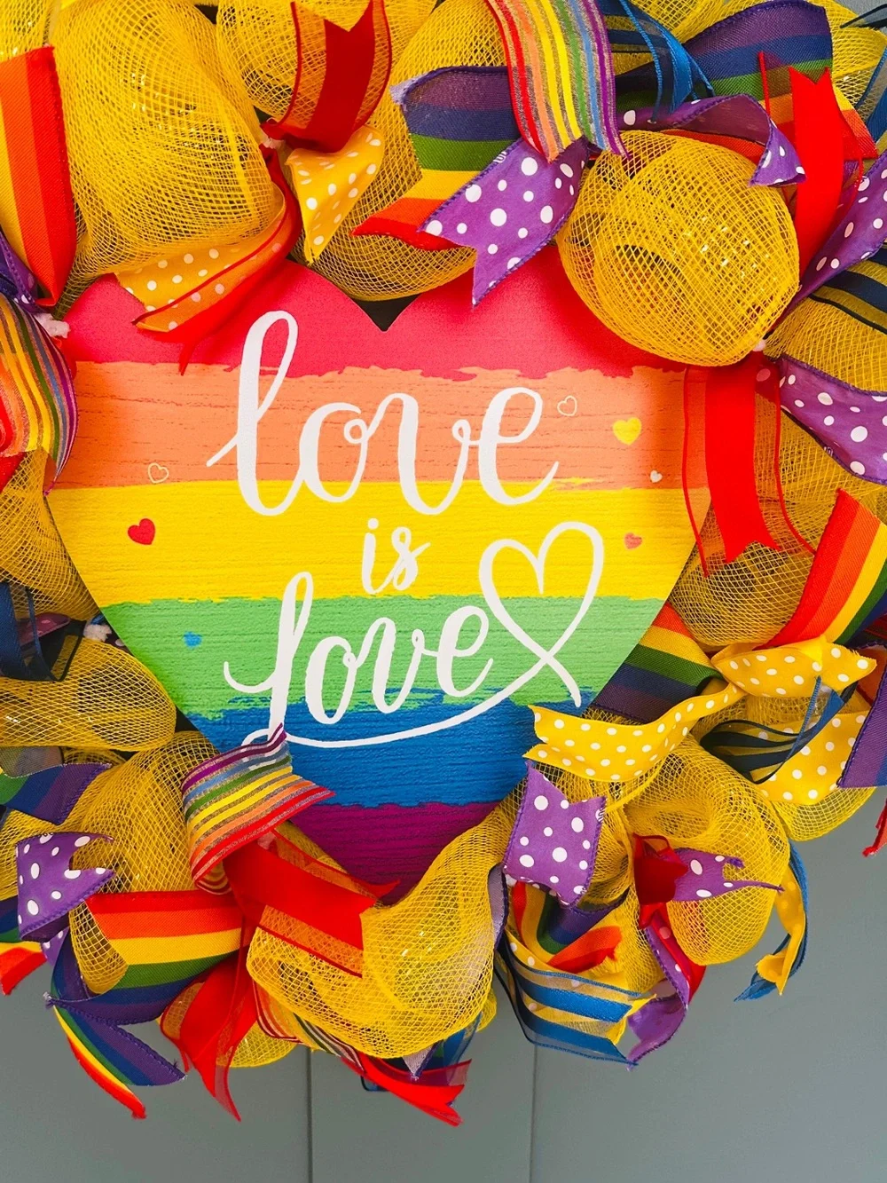 Handmade Pride Wreath Rainbow Door Decor Love Is Love Front Door LGBTQ Wreath
